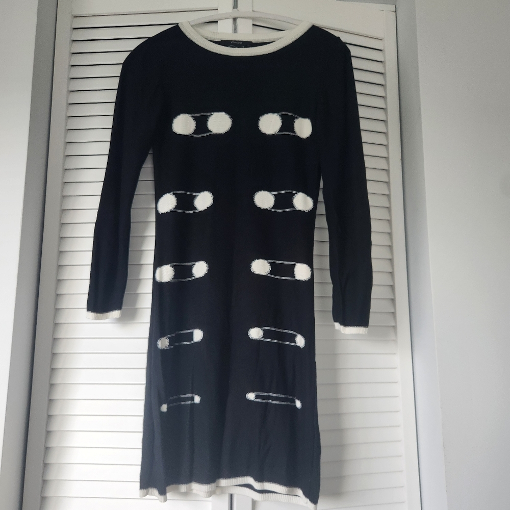 Vertigo Black and White Geometric Design Dress